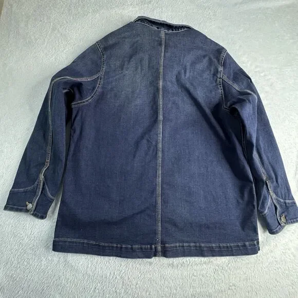 Well Worn Denim Button-Down Jean Barn-Chore Jacket in Dark Wash Size M - Picture 5 of 14